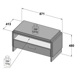 Тумба-банкетка для обуви Fortuna Osstin 87.1x48x41.3 (Artisan Oak/Grey/Anthracite) Thumb