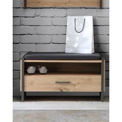 Тумба-банкетка для обуви Fortuna Osstin 87.1x48x41.3 (Artisan Oak/Grey/Anthracite)