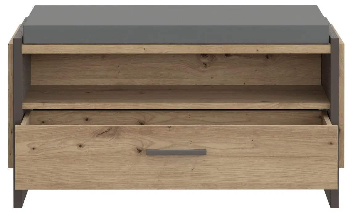 Тумба-банкетка для обуви Fortuna Osstin 87.1x48x41.3 (Artisan Oak/Grey/Anthracite) - 2