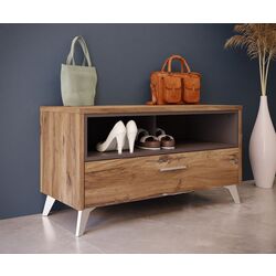 Tumba pentru incaltaminte Fortuna Monica 94.5x51.4x41.5 (Flagstaff Oak/Grey)