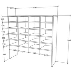 Etajera pentru incaltaminte Haaus Tisso 20 rafturi 104x100 cm (White) Thumb