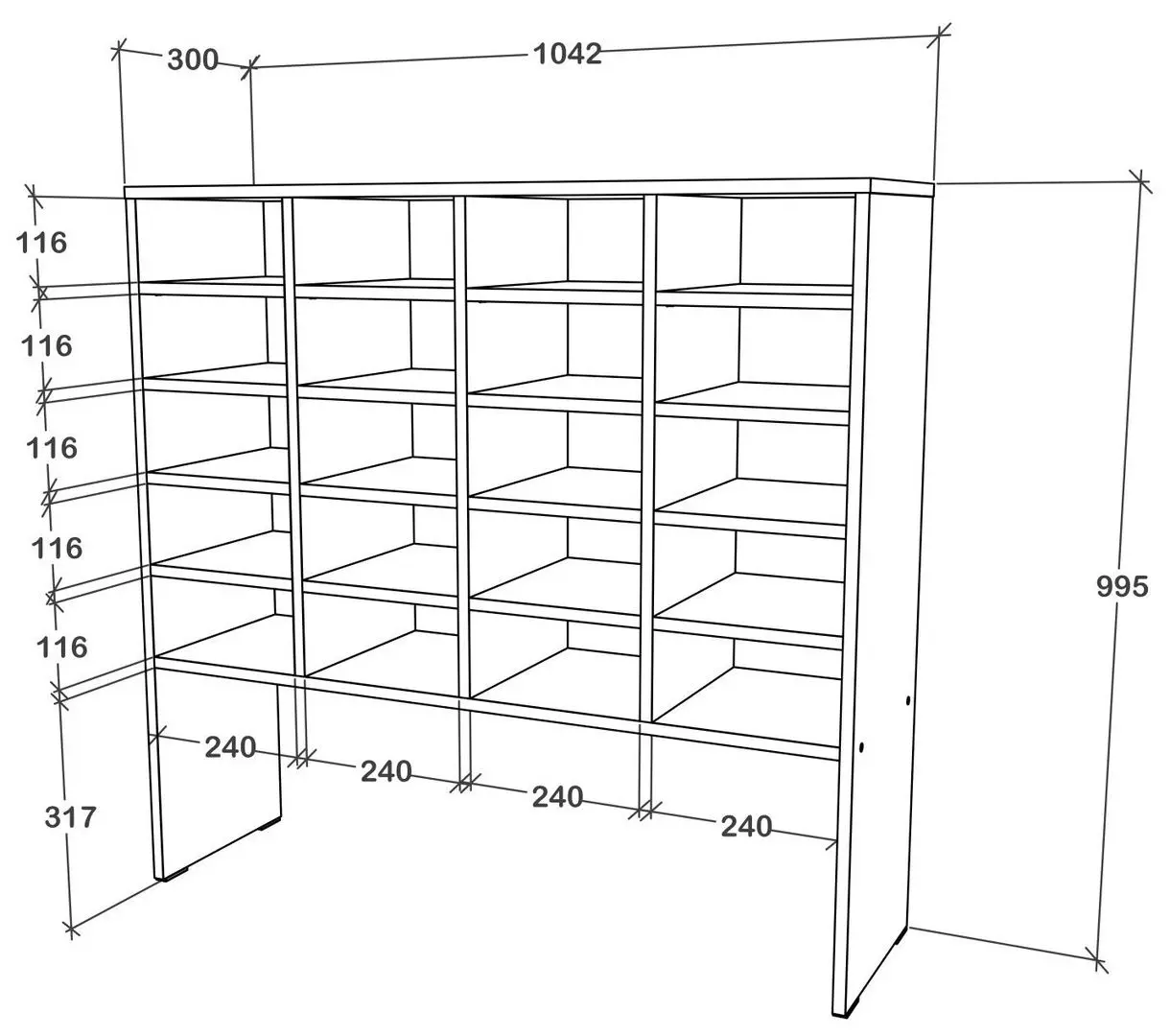 Etajera pentru incaltaminte Haaus Tisso 20 rafturi 104x100 cm (White)