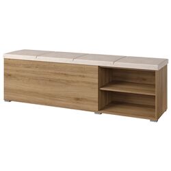 Bancheta-etajera pentru incaltaminte Helvetia Vertina 160cm (Wild Oak/Beige) Thumb