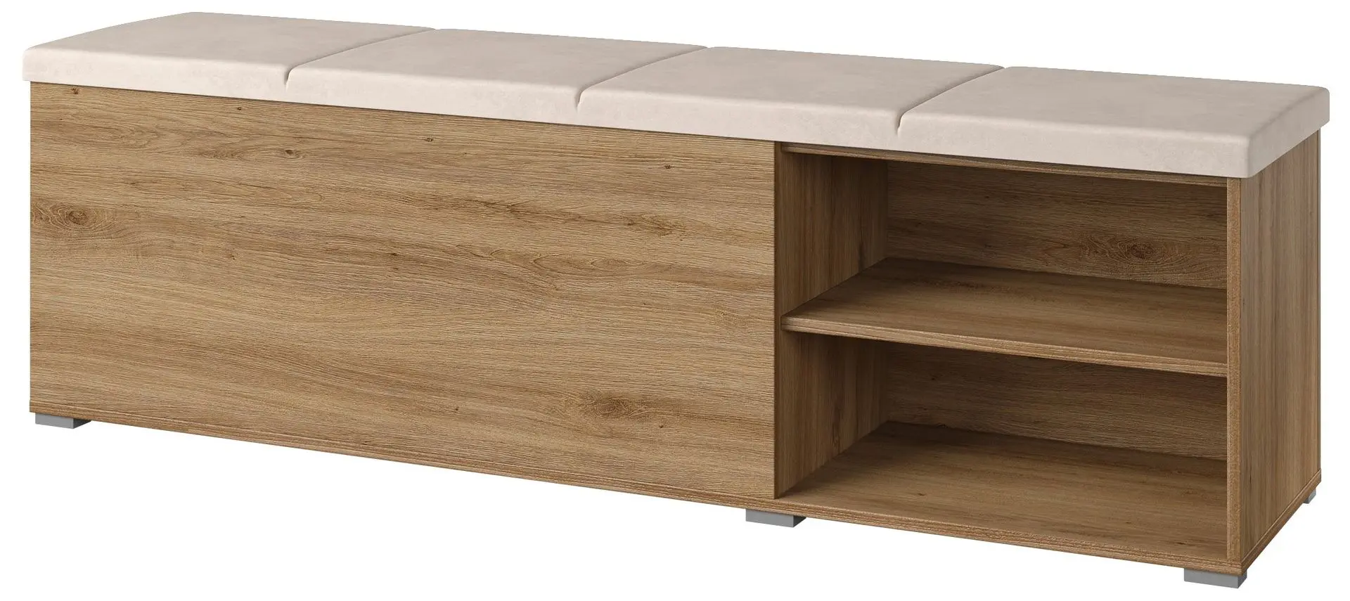 Bancheta-etajera pentru incaltaminte Helvetia Vertina 160cm (Wild Oak/Beige) - 2