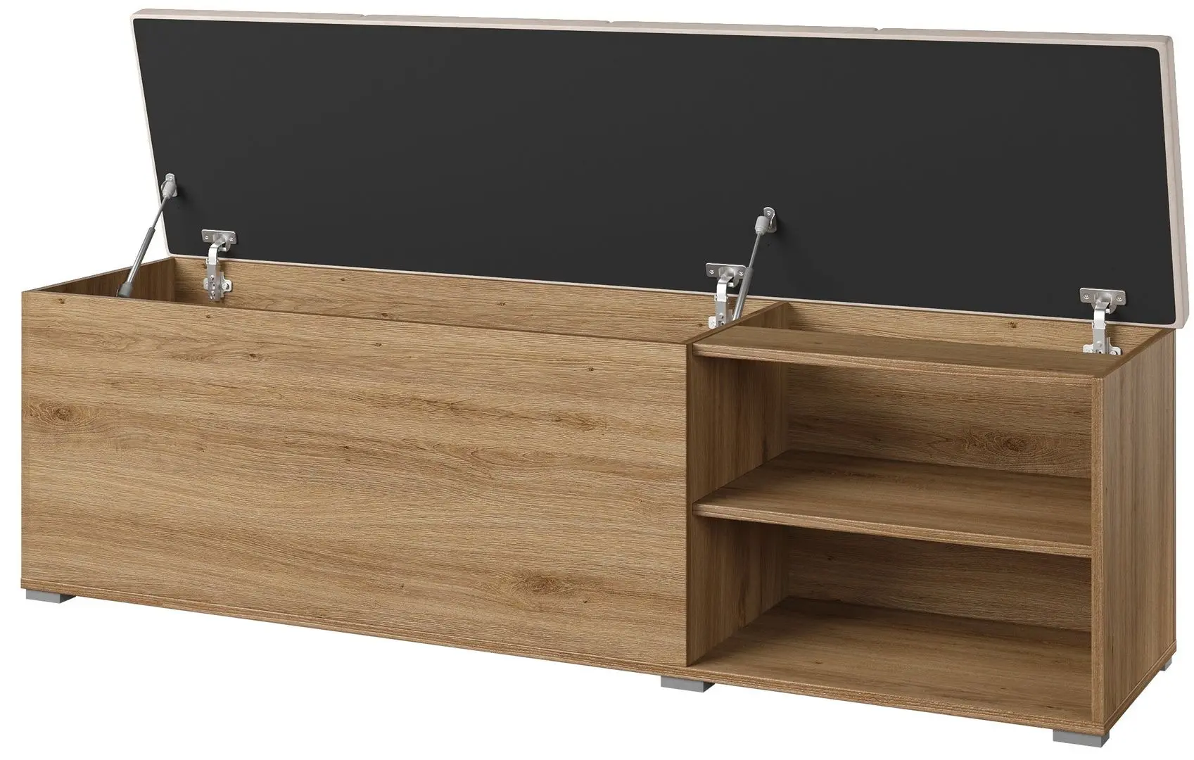 Bancheta-etajera pentru incaltaminte Helvetia Vertina 160cm (Wild Oak/Beige) - 3