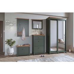 Тумба для обуви Helvetia Evora 1D 71 cm (Green/Lefkas Oak) Thumb