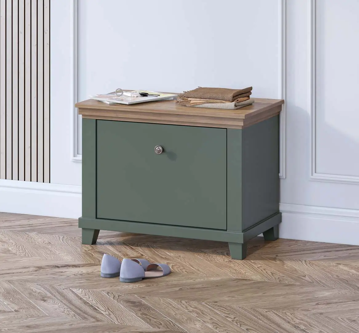 Тумба для обуви Helvetia Evora 1D 71 cm (Green/Lefkas Oak)