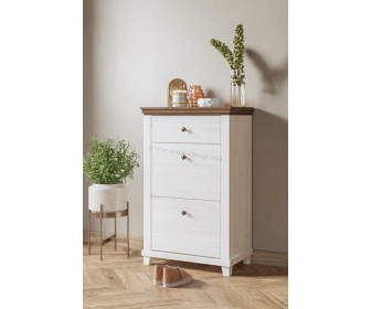 Тумба для обуви Helvetia Evora 2D1SZ 71 cm (White Abisko Ash/Lefkas Oak/White)