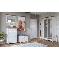 Tumba pentru incaltaminte Helvetia Evora 2D1SZ 71 cm (White Abisko Ash/Lefkas Oak/White) Thumb