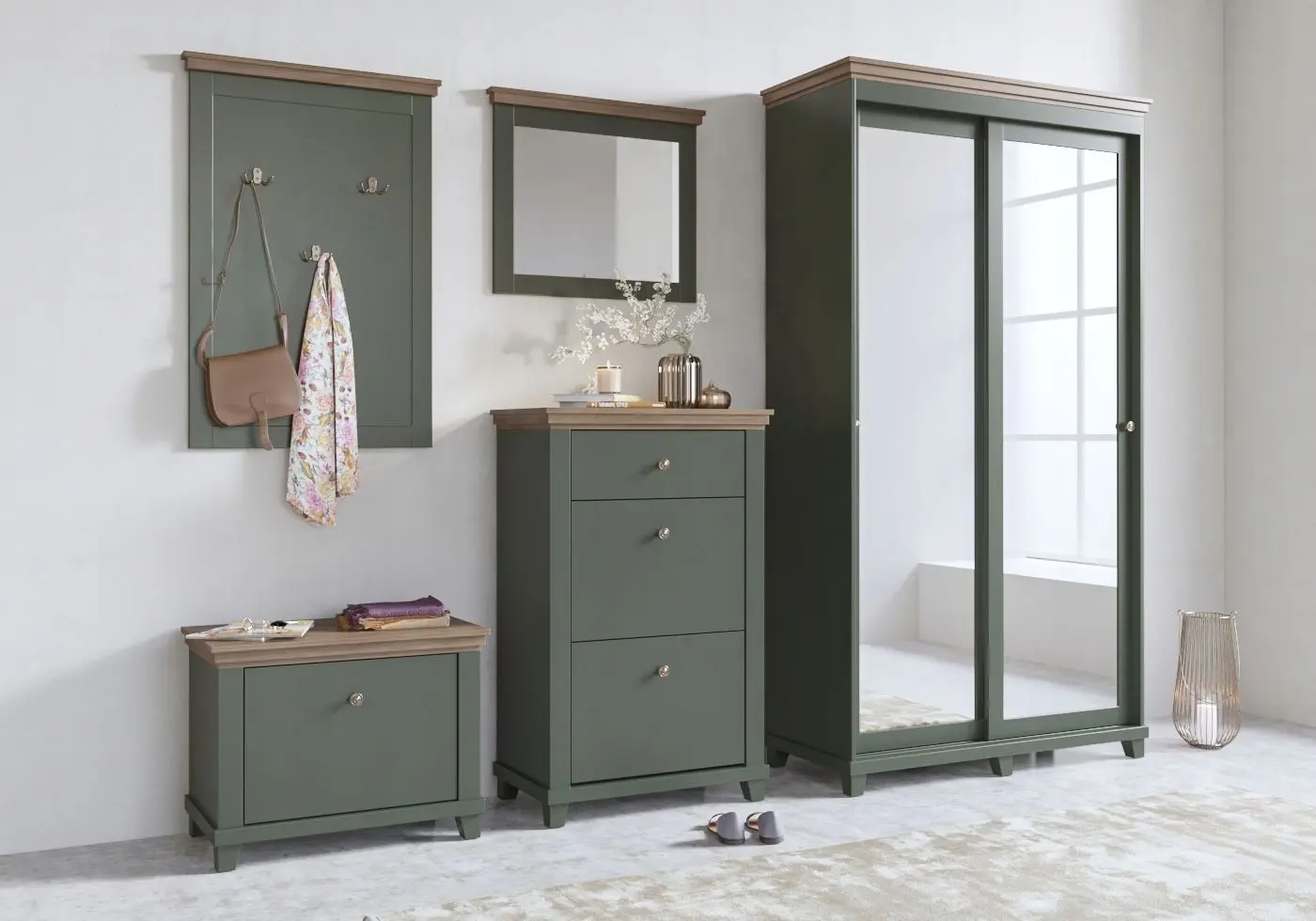 Tumba pentru incaltaminte Helvetia Evora 2D2SZ 71 cm (Green/Lefkas Oak)