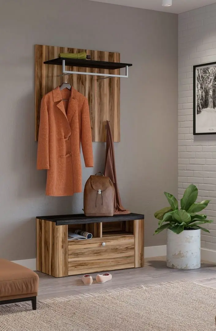 Tumba pentru incaltaminte Helvetia Larona (Satin Walnut/Touchwood) - 5