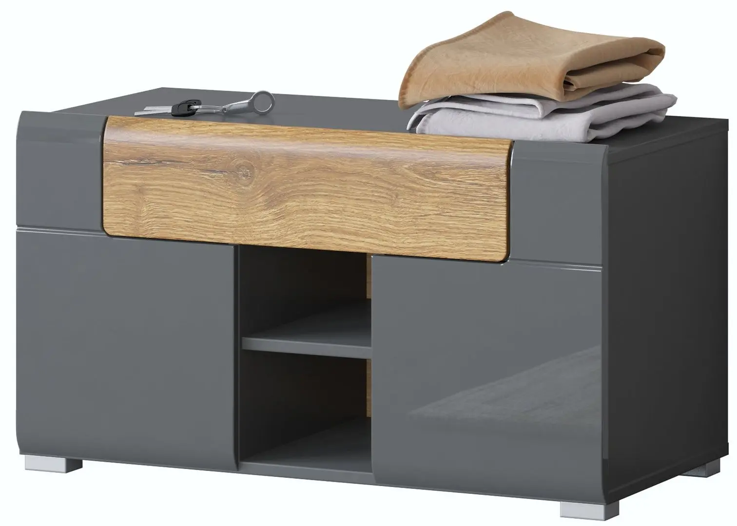 Tumba pentru incaltaminte Helvetia Toledo 2D1SZ (Anthracite Gloss/Grandson Oak) - 6