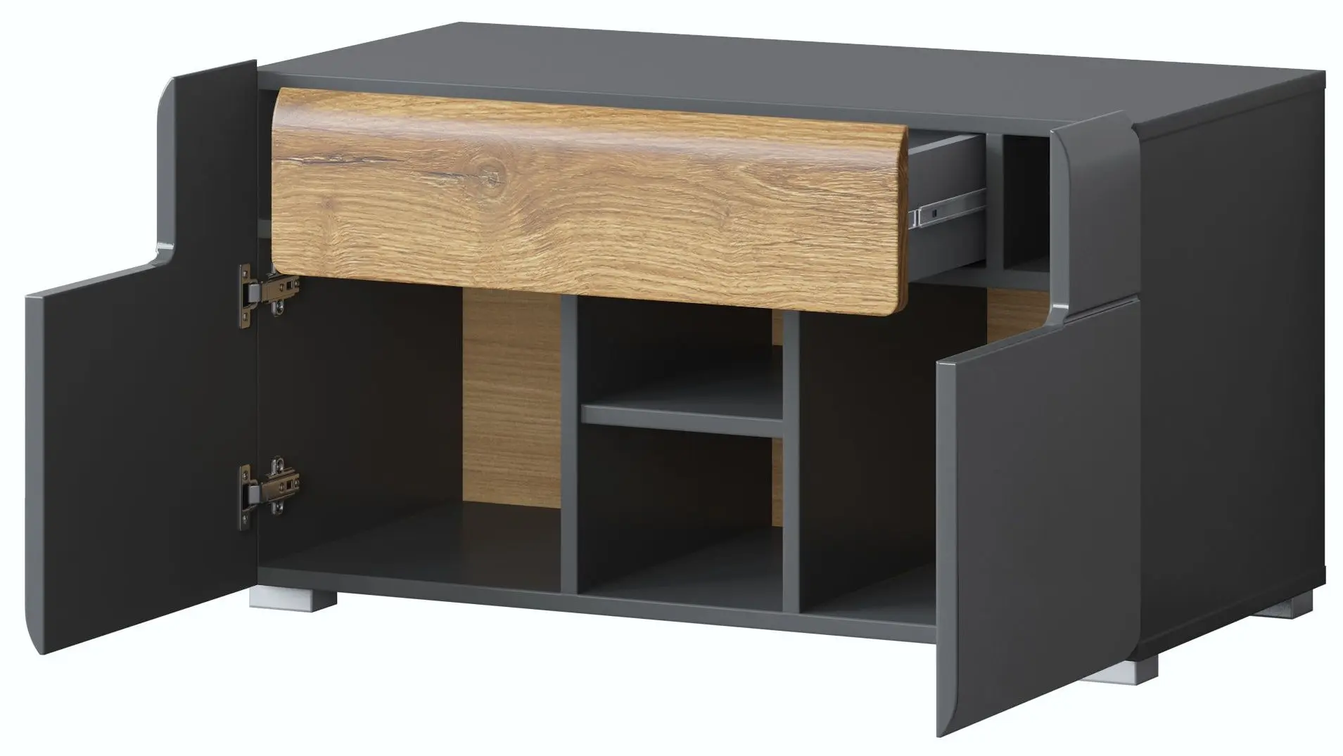 Tumba pentru incaltaminte Helvetia Toledo 2D1SZ (Anthracite Gloss/Grandson Oak) - 4