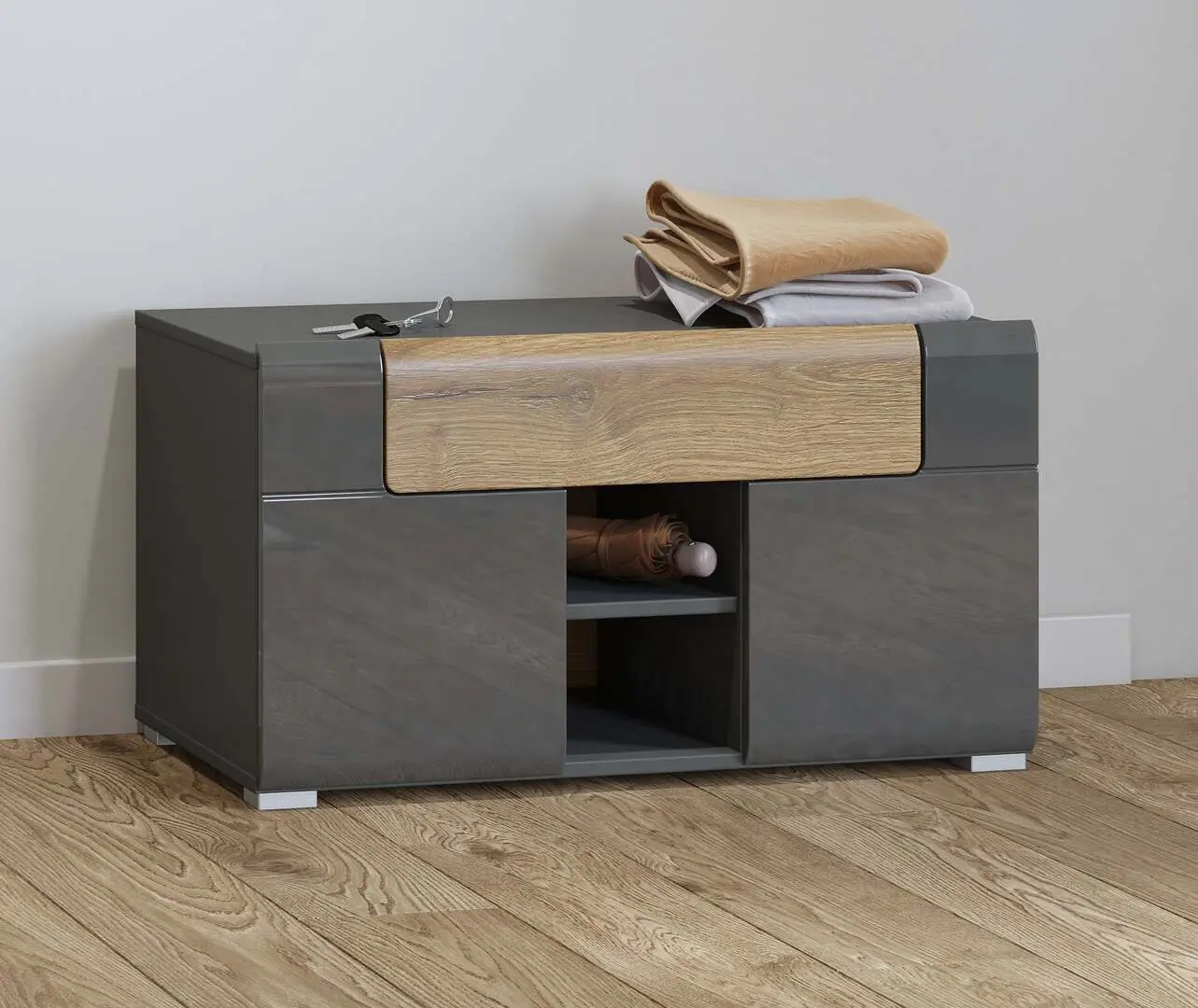 Tumba pentru incaltaminte Helvetia Toledo 2D1SZ (Anthracite Gloss/Grandson Oak)