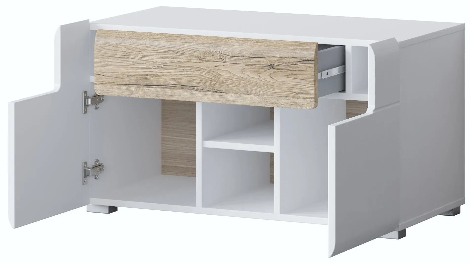 Тумба для обуви Helvetia Toledo 2D1SZ (White Gloss/Sanremo Oak) - 6