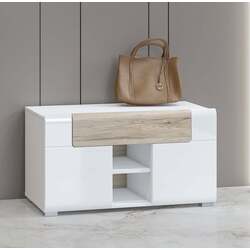 Tumba pentru incaltaminte Helvetia Toledo 2D1SZ (White Gloss/Sanremo Oak)