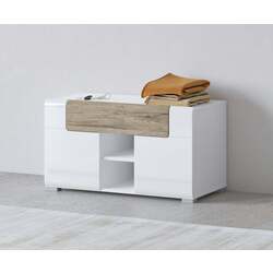 Тумба для обуви Helvetia Toledo 2D1SZ (White Gloss/Sanremo Oak) Thumb