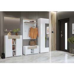 Тумба для обуви Helvetia Toledo 2D1SZ (White Gloss/Sanremo Oak) Thumb