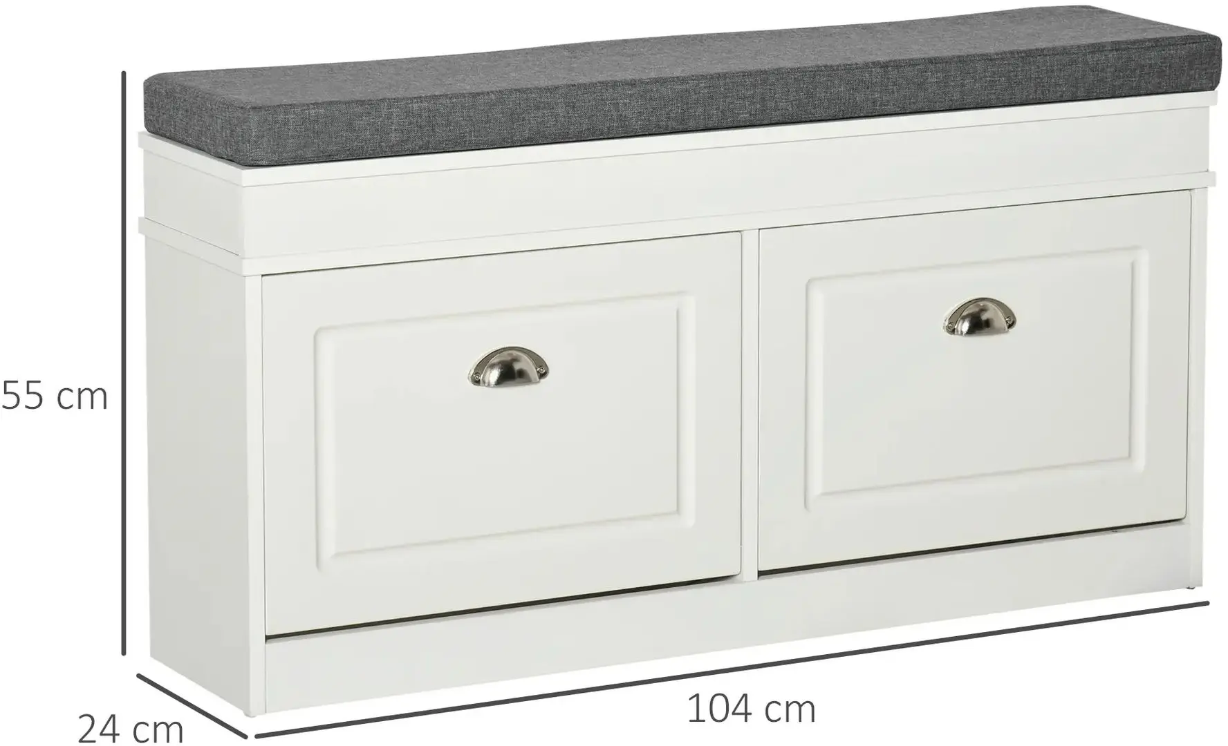 Тумба-банкетка для обуви Homcom 837-138 104x24x55 cm (White/Grey) - 3