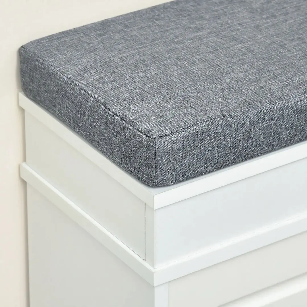 Тумба-банкетка для обуви Homcom 837-138 104x24x55 cm (White/Grey) - 5