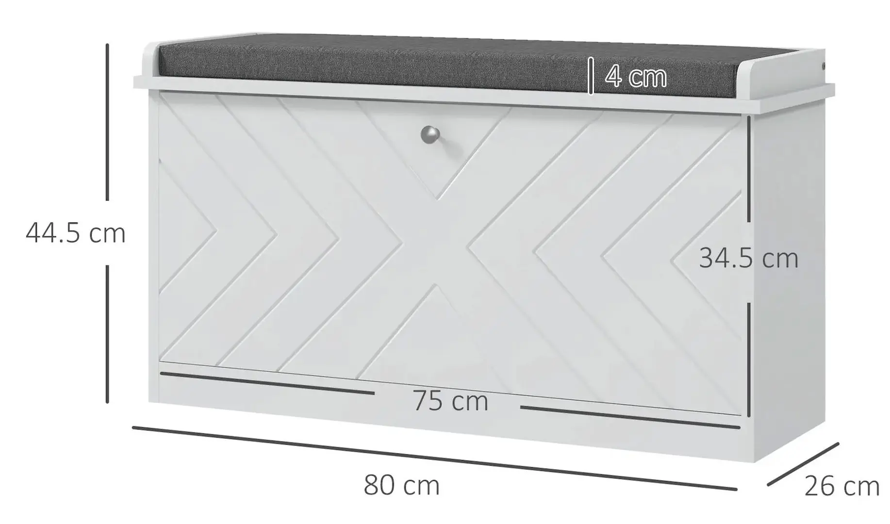 Тумба-банкетка для обуви Homcom 837-460V80WT (Grey/White) - 6