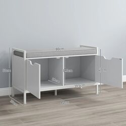 Тумба-банкетка для обуви Homcom 837-500V80WT 84x35x50 cm (White) Thumb