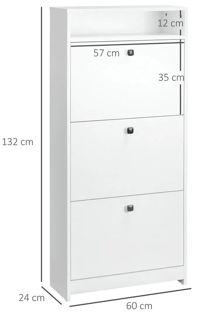 Тумба для обуви Homcom 833-415WT 60x24x132 cm (White) - 2