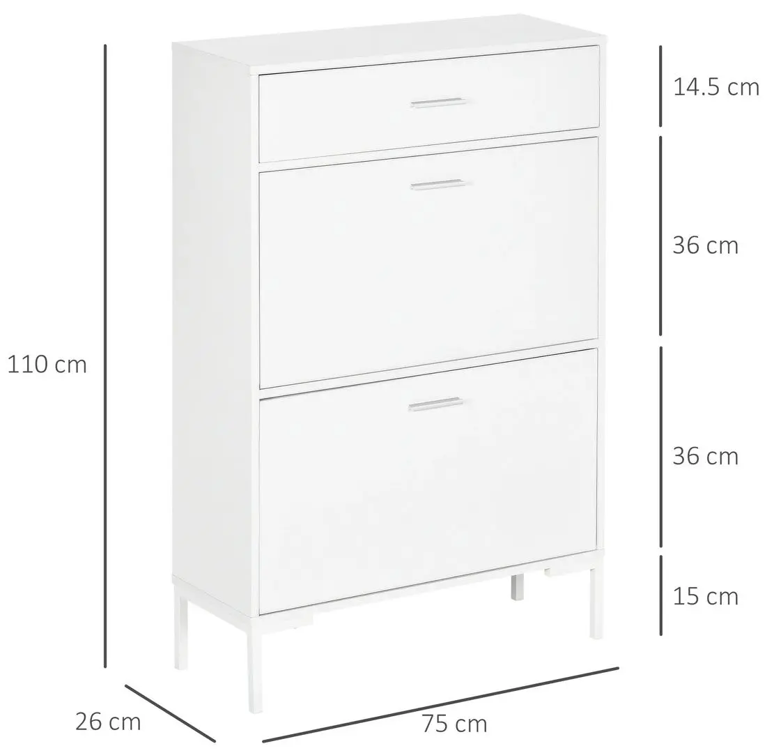 Tumba pentru incaltaminte Homcom 837-233WT 75x26x110 cm (White)