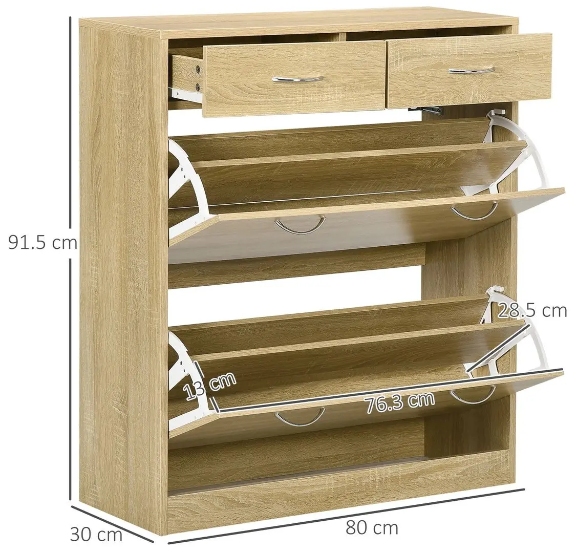 Tumba pentru incaltaminte Homcom 837-327V00AK 80x30x91 cm (Oak)