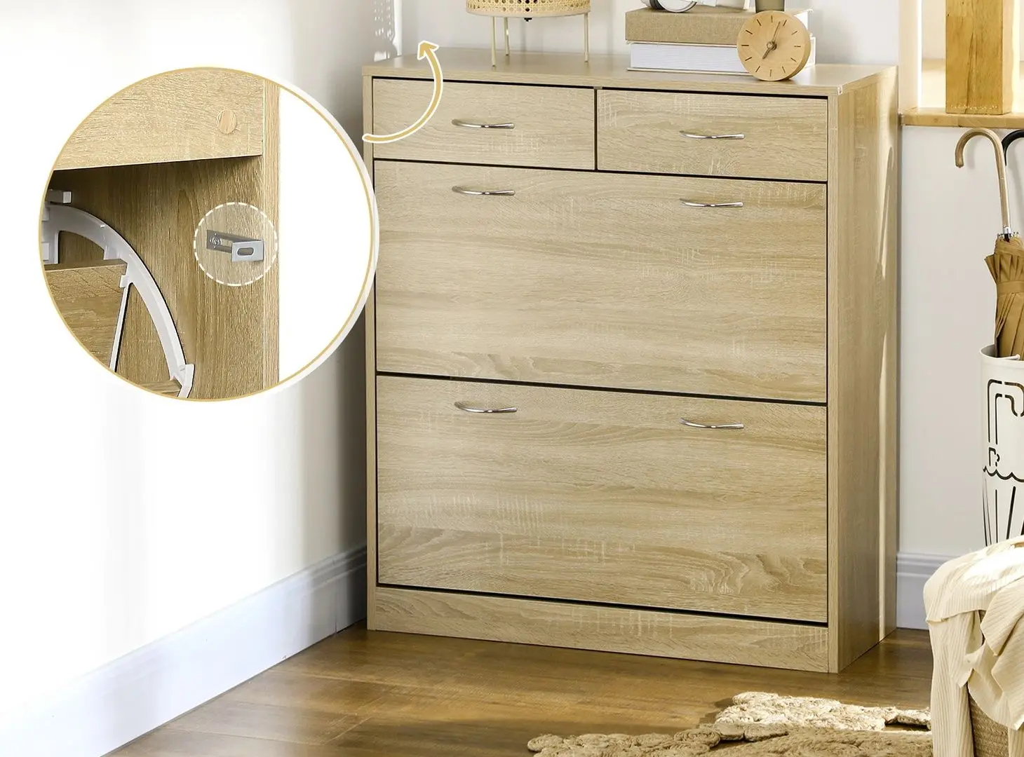 Tumba pentru incaltaminte Homcom 837-327V00AK 80x30x91 cm (Oak)