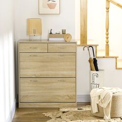 Tumba pentru incaltaminte Homcom 837-327V00AK 80x30x91 cm (Oak) Thumb