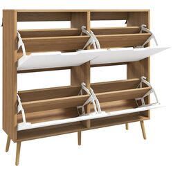 Тумба для обуви Homcom 837-394V80ND 95x26 cm (White/Natural Oak) Thumb
