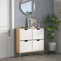 Тумба для обуви Homcom 837-394V80ND 95x26 cm (White/Natural Oak)