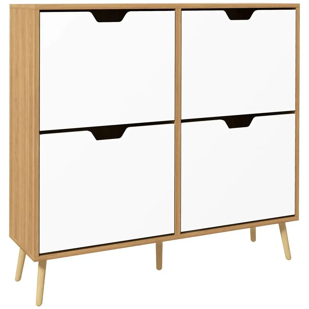 Тумба для обуви Homcom 837-394V80ND 95x26 cm (White/Natural Oak) - 4