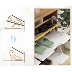 Тумба для обуви Homcom 837-394V80ND 95x26 cm (White/Natural Oak) Thumb