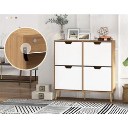 Тумба для обуви Homcom 837-394V80ND 95x26 cm (White/Natural Oak) Thumb
