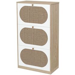 Tumba pentru incaltaminte Homcom 837-404V00AK 60x24x115 cm (White/Oak) Thumb