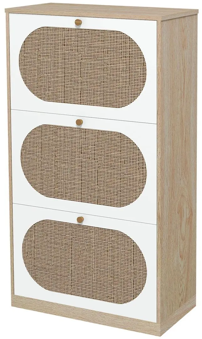 Tumba pentru incaltaminte Homcom 837-404V00AK 60x24x115 cm (White/Oak) - 2
