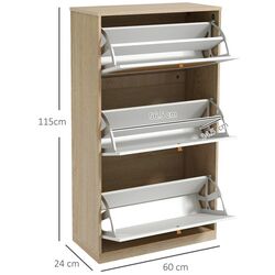 Tumba pentru incaltaminte Homcom 837-404V00AK 60x24x115 cm (White/Oak) Thumb