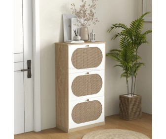 Tumba pentru incaltaminte Homcom 837-404V00AK 60x24x115 cm (White/Oak)