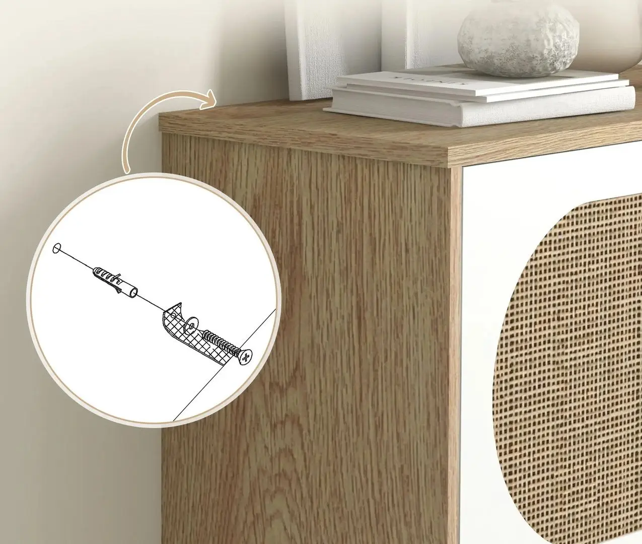 Tumba pentru incaltaminte Homcom 837-404V00AK 60x24x115 cm (White/Oak) - 5