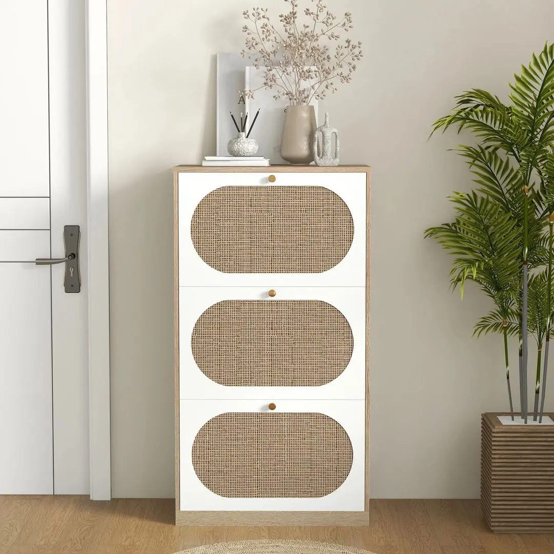 Tumba pentru incaltaminte Homcom 837-404V00AK 60x24x115 cm (White/Oak) - 6