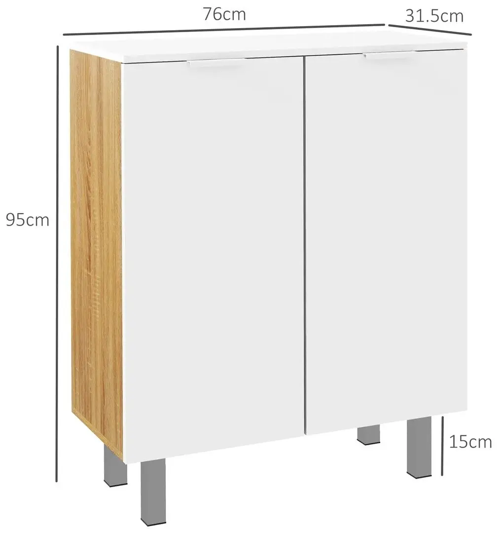 Tumba pentru incaltaminte Homcom 837-472V81WT 76x31x95 cm (White Gloss/Natural Oak) - 2