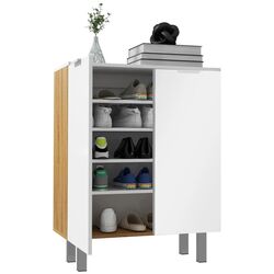 Tumba pentru incaltaminte Homcom 837-472V81WT 76x31x95 cm (White Gloss/Natural Oak) Thumb