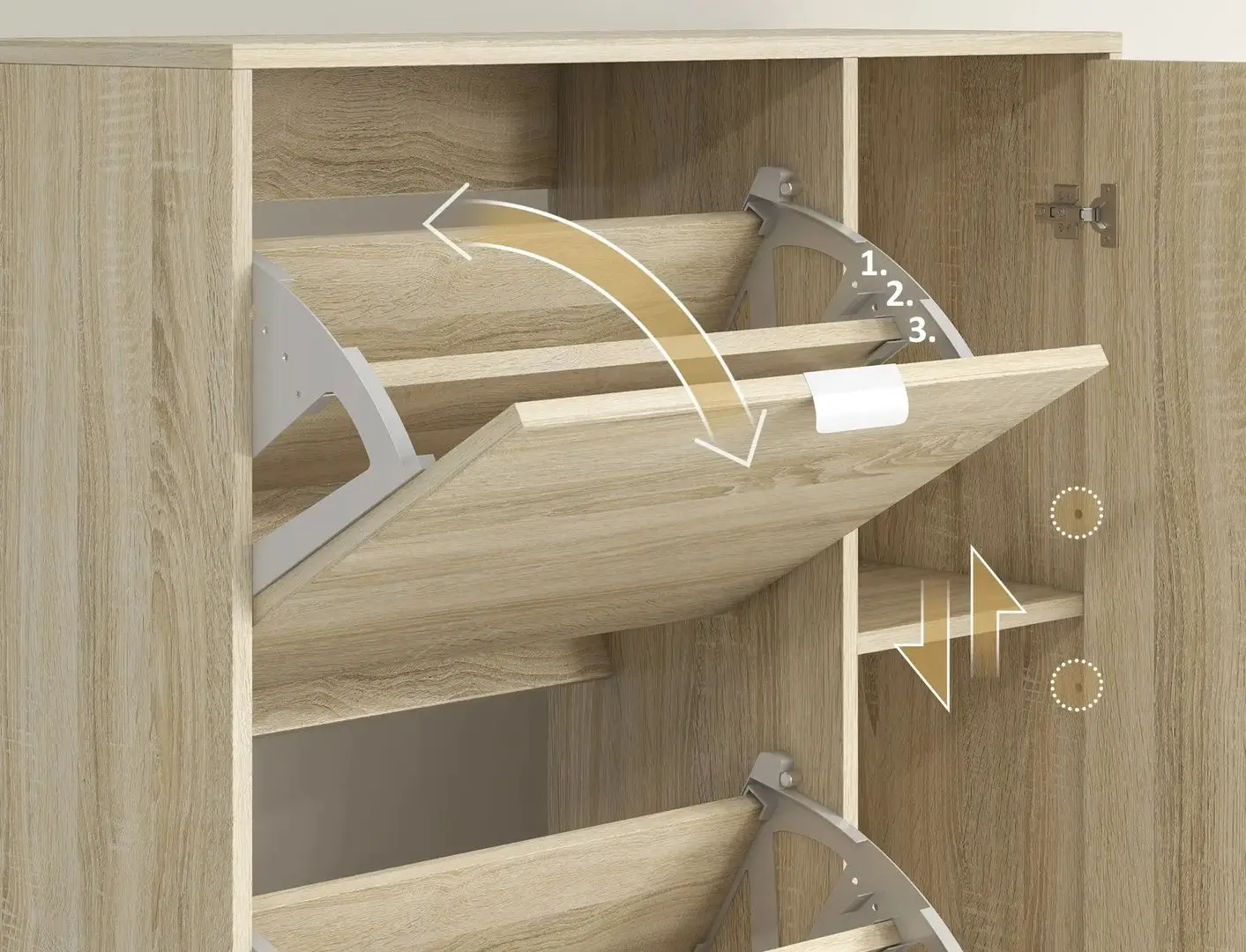 Тумба для обуви Homcom 837-488V00AK 82x30x168 cm (Oak) - 4