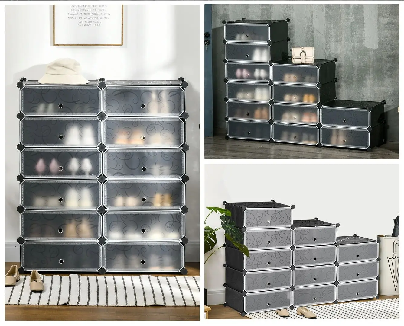 Тумба для обуви Homcom 850-183 94x108x37 cm (Black/White)