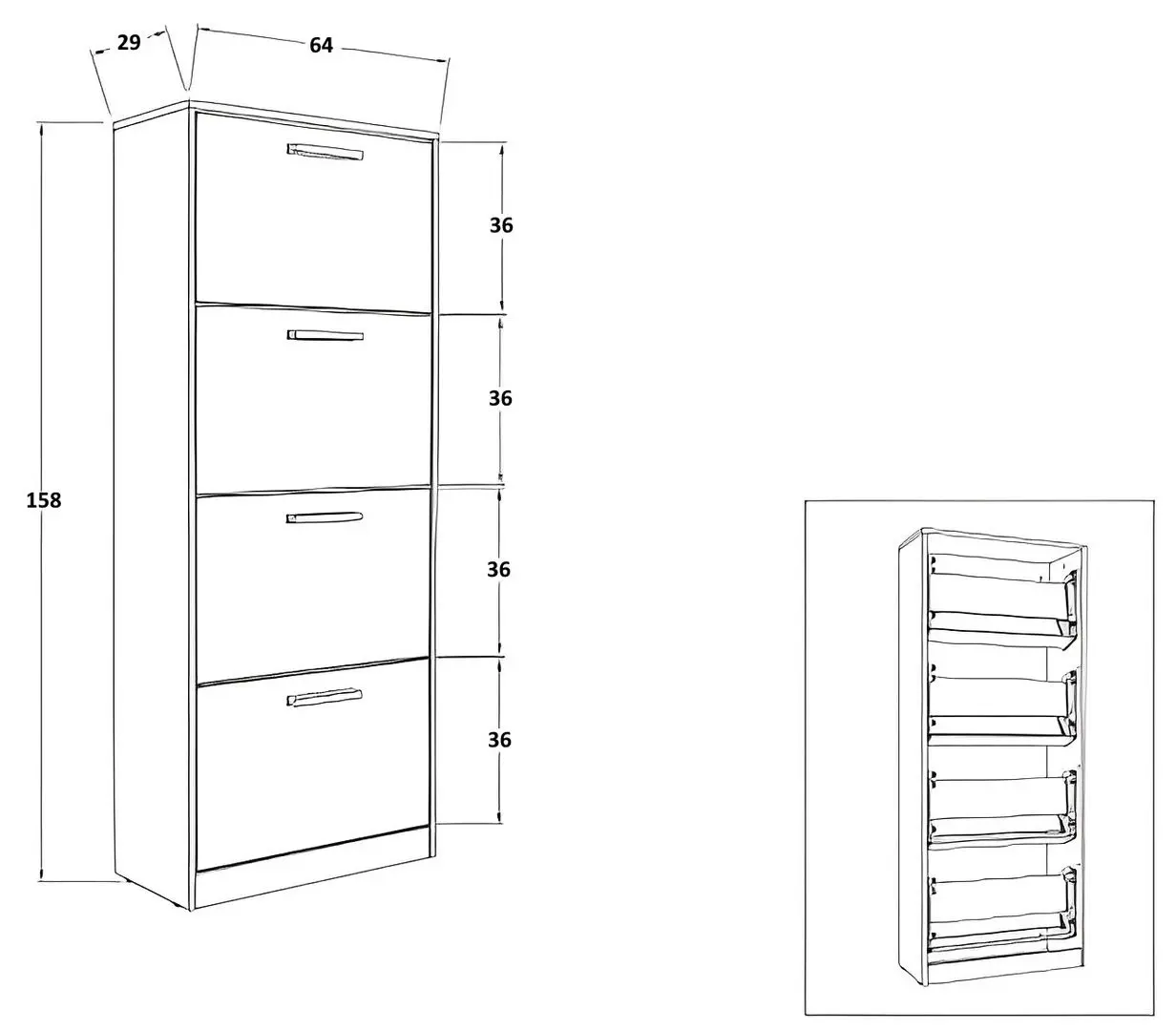Tumba pentru incaltaminte Ideal Mobila Lino 4D (Wenge)