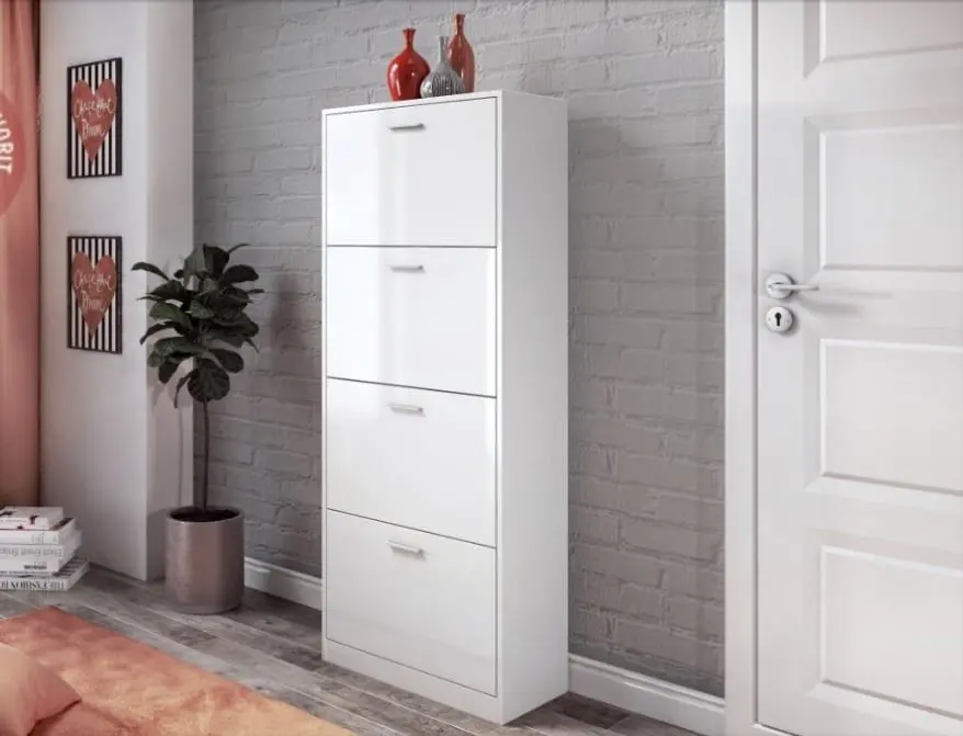 Tumba pentru incaltaminte Ideal Mobila Lino 4D (White)