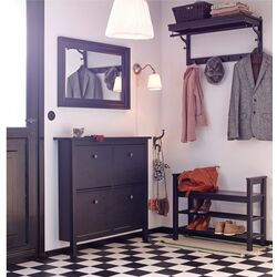 Etajera pentru incaltaminte Ikea Hemnes 85x32 (Negru-maro) Thumb