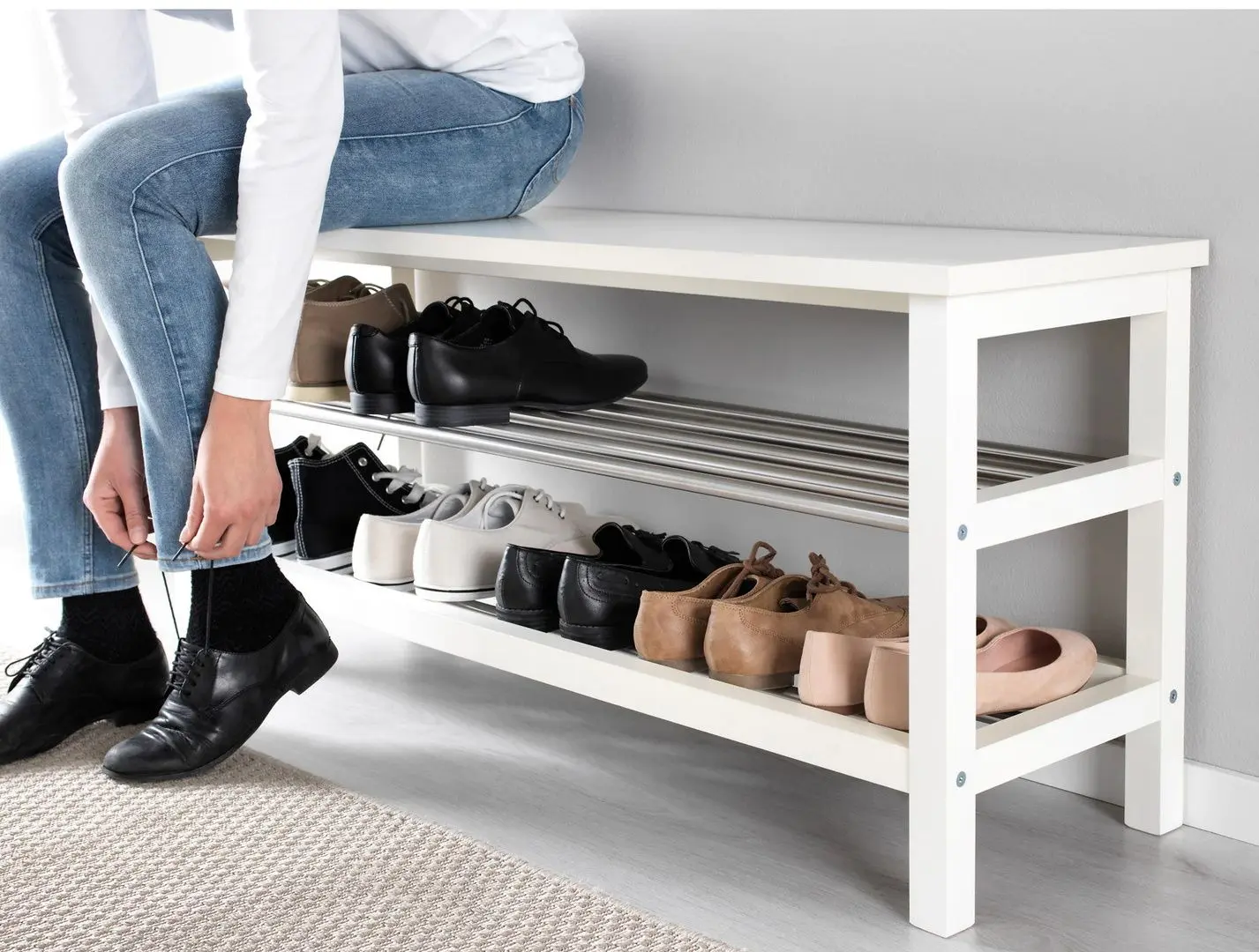 Etajera pentru incaltaminte Ikea Tjusig 108x50 (Alb)